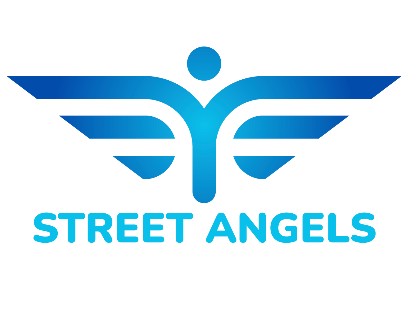 Logo for Street Angels project in Birkenhead, depicts a blue stylised angel